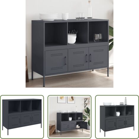 vidaXL Muebles de acero -  Aparador acero gris antracita 100,5x39x79 cm