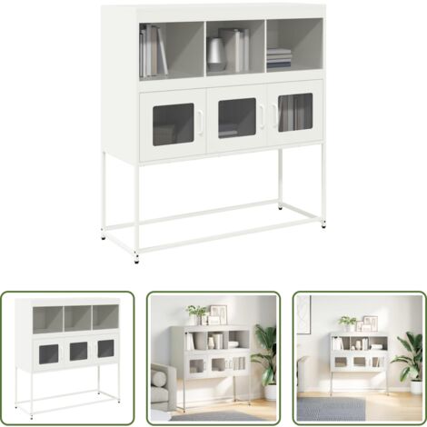 vidaXL Muebles de acero -  Aparador de acero laminado en frío blanco 100,5x39x107 cm