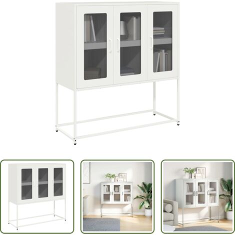 vidaXL Muebles de acero -  Aparador de acero laminado en frío blanco 100,5x39x107 cm