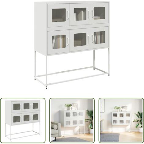 vidaXL Muebles de acero -  Aparador de acero laminado en frío blanco 100,5x39x107 cm