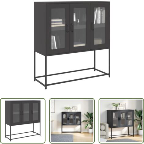 vidaXL Muebles de acero -  Aparador de acero laminado en frío negro 100,5x39x107 cm