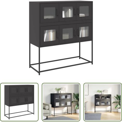 vidaXL Muebles de acero -  Aparador de acero laminado en frío negro 100,5x39x107 cm