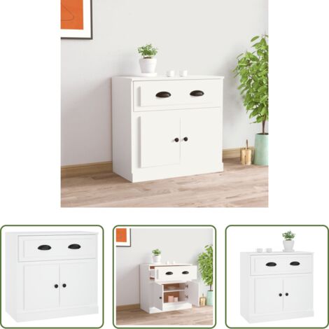 vidaXL Muebles de almacenamiento -  Aparador de madera contrachapada blanco 70x35,5x67,5 cm