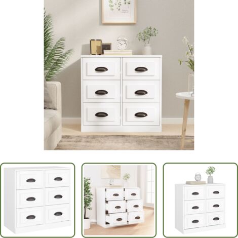 vidaXL Muebles de almacenamiento -  Aparador de madera contrachapada blanco 70x35,5x67,5 cm