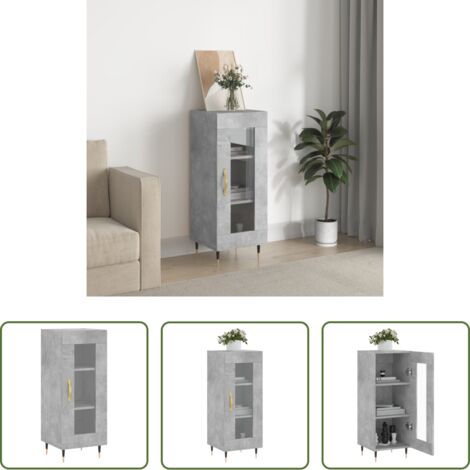 vidaXL Muebles de almacenamiento -  Aparador de madera contrachapada gris hormigón 34,5x34x90 cm