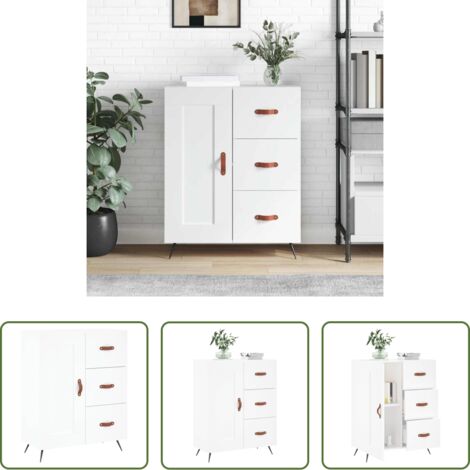 vidaXL Muebles de almacenamiento -  Aparador de madera de ingeniería blanco 69,5x34x90 cm