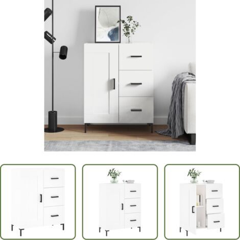 vidaXL Muebles de almacenamiento -  Aparador de madera de ingeniería blanco 69,5x34x90 cm