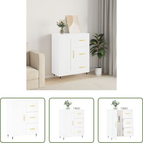 vidaXL Muebles de almacenamiento -  Aparador de madera de ingeniería blanco 69,5x34x90 cm