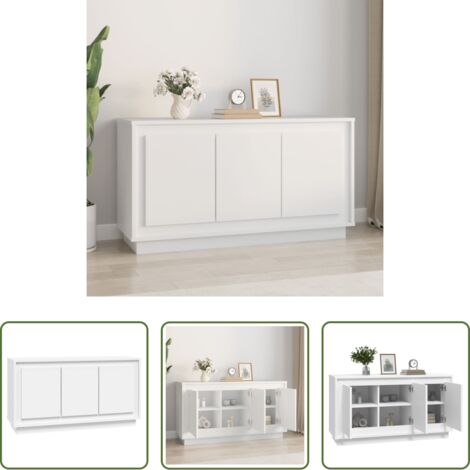vidaXL Muebles de almacenamiento -  Aparador madera contrachapada blanco 102x35x55 cm
