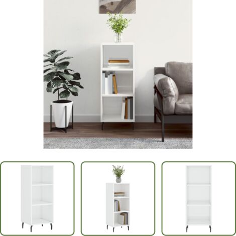 vidaXL Muebles de almacenamiento -  Aparador madera de ingeniería blanco brillante 34,5x32,5x90 cm