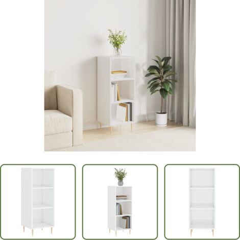 vidaXL Muebles de almacenamiento -  Aparador madera de ingeniería blanco brillante 34,5x32,5x90 cm