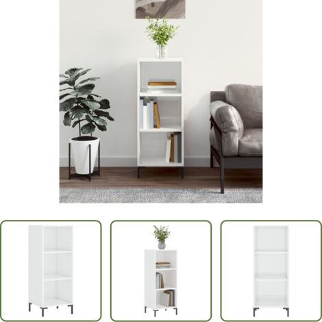 vidaXL Muebles de almacenamiento -  Aparador madera de ingeniería blanco brillante 34,5x32,5x90 cm