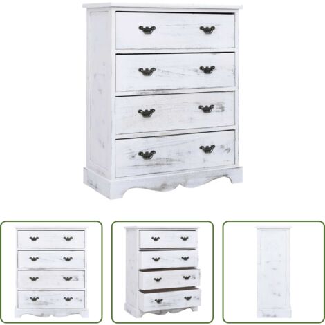 vidaXL Muebles de almacenamiento -  Cajonera de madera blanca 60x30x75 cm