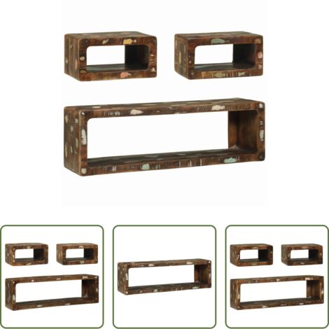 vidaXL Muebles de almacenamiento -  Conjunto de mueble de TV 3 pcs Madera maciza recuperada