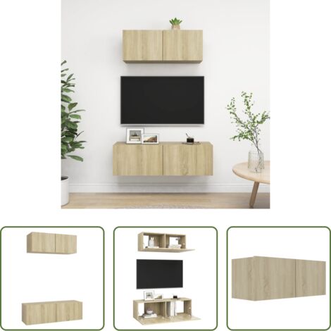 vidaXL Muebles de almacenamiento - Juego de muebles de salón 2 piezas roble Sonoma
