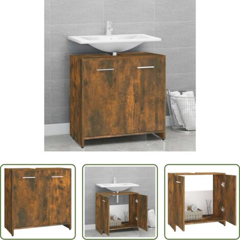 vidaXL Muebles de baño -  Armario de baño madera contrachapada roble ahumado 60x33x60 cm