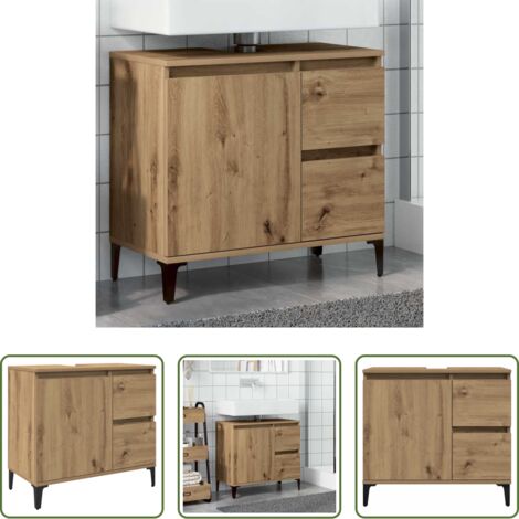 vidaXL Muebles de baño -  Armario lavabo baño madera ingeniería roble artisan 65x33x60 cm
