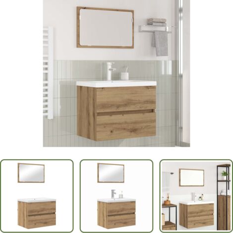vidaXL Muebles de baño con cajón -  Juego de muebles de baño con cajón 3 pcs Roble artesanal