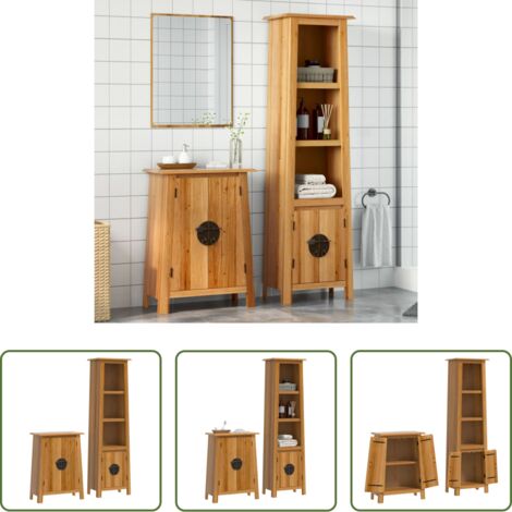 vidaXL Muebles de baño de madera -  Conjunto de muebles de baño 2 piezas madera maciza de pino