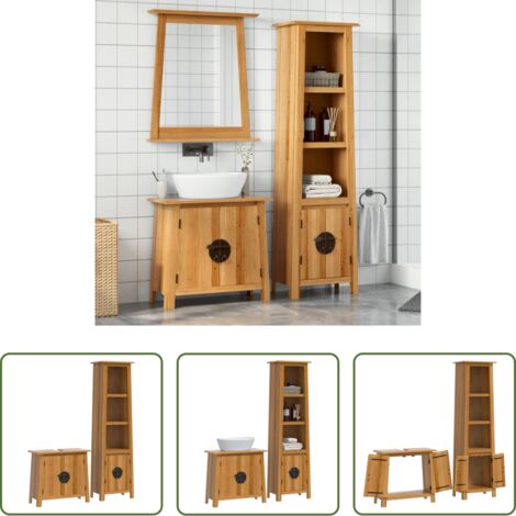 vidaXL Muebles de baño de madera -  Conjunto de muebles de baño 2 piezas madera maciza de pino