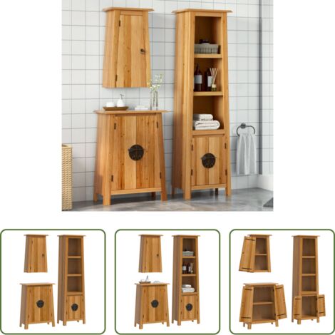 vidaXL Muebles de baño de madera -  Conjunto de muebles de baño 3 piezas madera maciza de pino