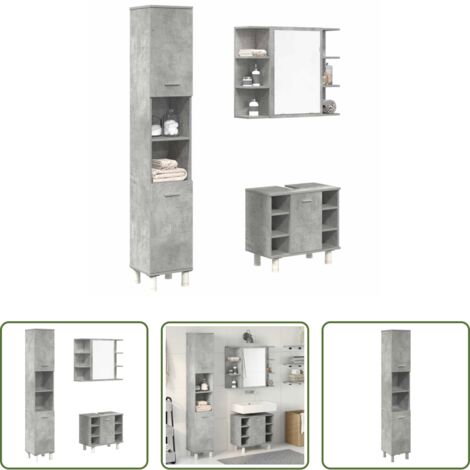vidaXL Muebles de baño de madera contrachapada -  Set muebles de baño 2 piezas madera contrachapada gris hormigón