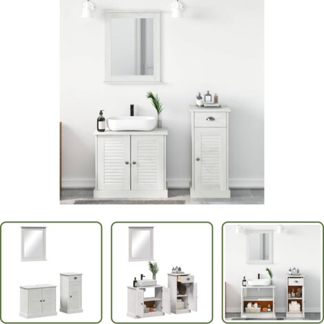 vidaXL Muebles de baño de madera -  Juego de muebles de baño 3 pcs antiguo Madera de pino macizo