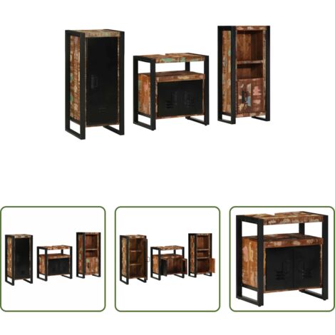 vidaXL Muebles de baño de madera -  Juego de muebles de baño 3 pcs Madera sólida recuperada