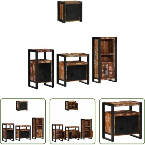 vidaXL Muebles de baño de madera -  Juego de muebles de baño 4 pcs Madera sólida recuperada