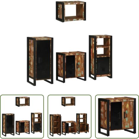 vidaXL Muebles de baño de madera -  Juego de muebles de baño 4 pcs Madera sólida recuperada