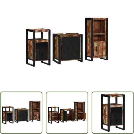 vidaXL Muebles de baño en madera -  Juego de muebles de baño 3 pcs Madera sólida recuperada