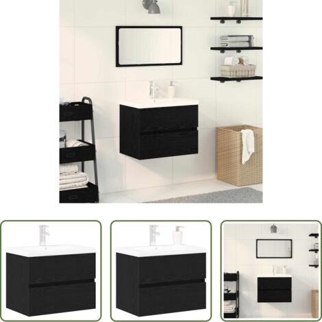 vidaXL Muebles de baño -  Gabinete de Lavabo para Baño Roble Negro 80 x 39 x 62 cm