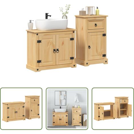 vidaXL Muebles de baño -  Juego de muebles de baño Corona 2 pzas madera maciza pino