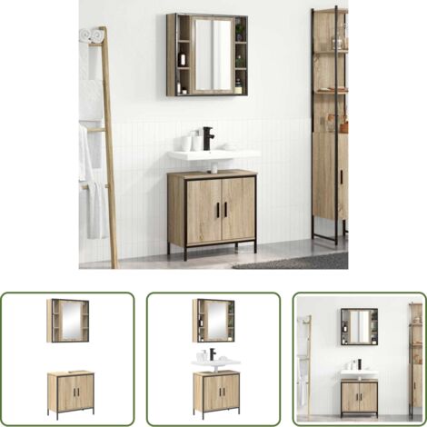 vidaXL Muebles de baño minimalista -  Juego de muebles de baño 2 pcs Marrón Madera contrachapada