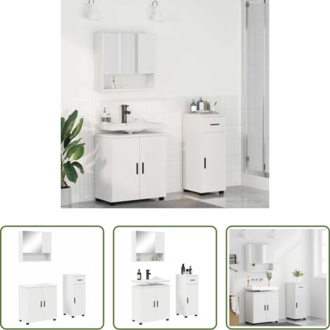 vidaXL Muebles de baño modernos -  Juego de muebles de baño 3 pcs Madera contrachapada & Metal