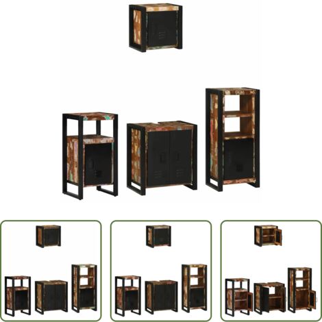 vidaXL Muebles de baño modernos -  Juego de muebles de baño 4 pcs Madera sólida recuperada