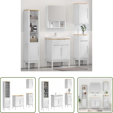 vidaXL Muebles de baño modernos -  Juego de muebles de baño FLORO 4 pcs Madera de Pino Macizo