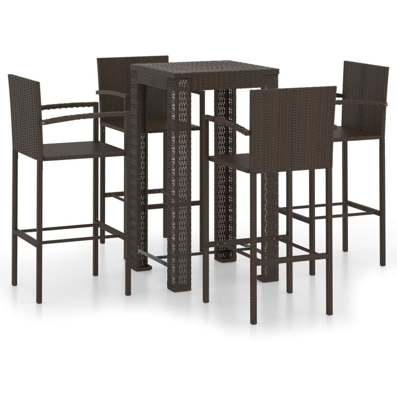 

Vidaxl - Muebles de bar de jardín 5 pzas ratán PE reposabrazos marrón - Marrón