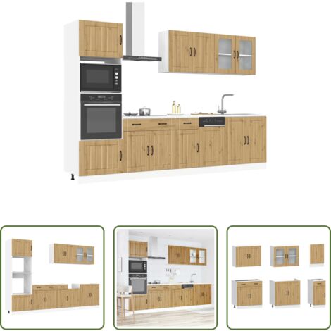 vidaXL Muebles de cocina artesanales -  Mueble de cocina Kalmar 7 piezas artesanal roble