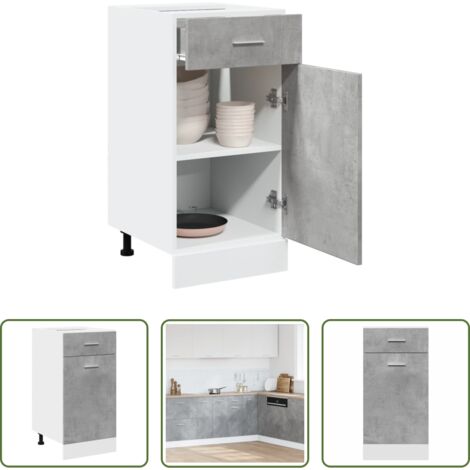 vidaXL Muebles de cocina -  Mueble bajo con cajón "Lyon" de, gris hormigón, 40 x 46 x 81,5 cm, madera de ingeniería