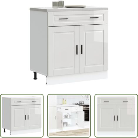 vidaXL Muebles de cocina -  Mueble bajo de cocina porto alto brillo blanco