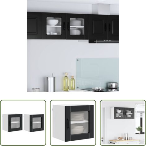 vidaXL Muebles de cocina -  Mueble de Cocina con estante 2 pcs Negro 40 x 31 x 40 cm
