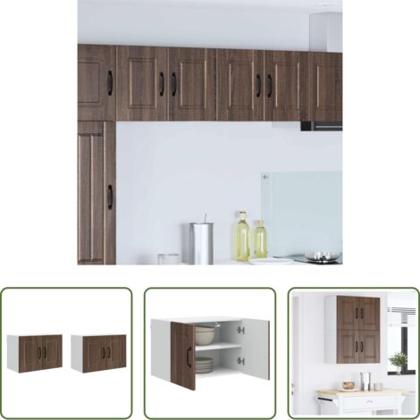 vidaXL Muebles de cocina -  Mueble de Cocina con estante 2 pcs Roble Marrón 60 x 31 x 40 cm