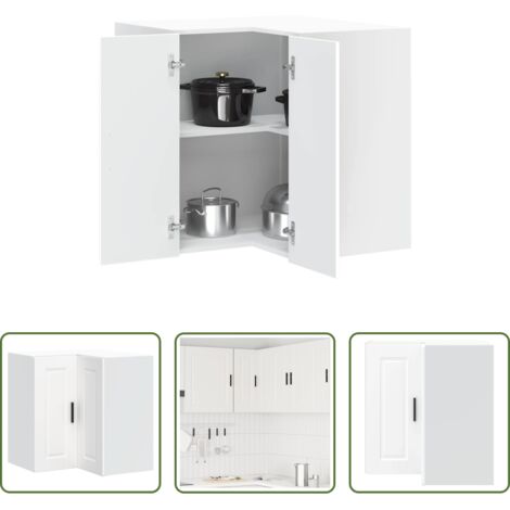 vidaXL Muebles de cocina -  Mueble de cocina esquina pared Porto madera ingeniería blanca