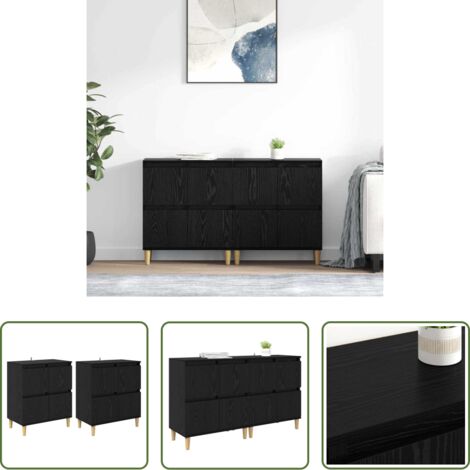 vidaXL Muebles de cocina -  Tableros Lateral 2 pcs Roble Negro 60 x 35 x 70 cm