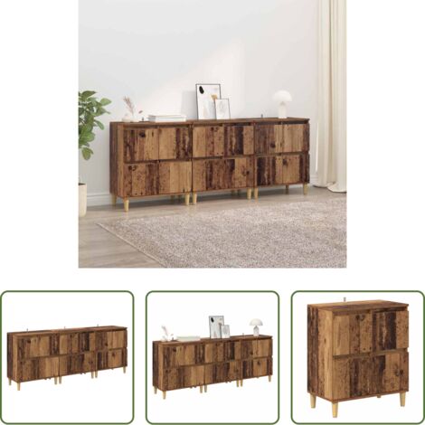 vidaXL Muebles de cocina -  Tableros Lateral 3 pcs Madera Vieja 60 x 35 x 70 cm