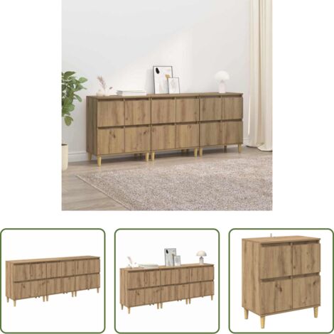 vidaXL Muebles de cocina -  Tableros Lateral 3 pcs Roble artesanal 60 x 35 x 70 cm