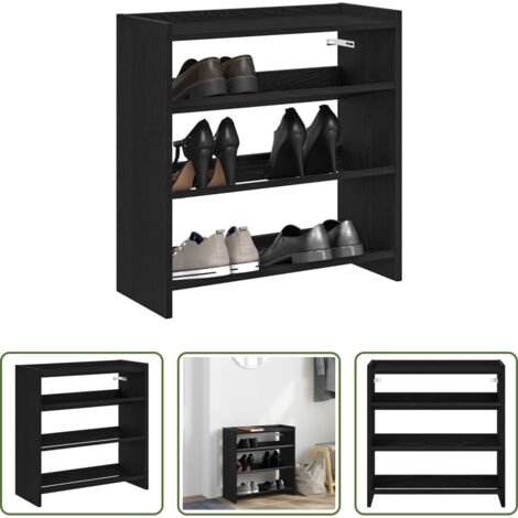 vidaXL Muebles de entrada -  Mueble zapatero madera contrachapada negro 60x25x62 cm
