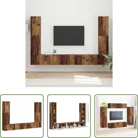 vidaXL Muebles de entretenimiento -  Conjunto de mueble de TV 8 pcs Madera envejecida
