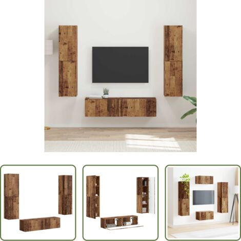 vidaXL Muebles de estudio -  Conjunto de mueble de TV 6 pcs Madera envejecida